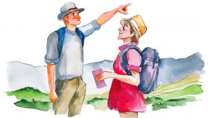 turysta pyta o drogę